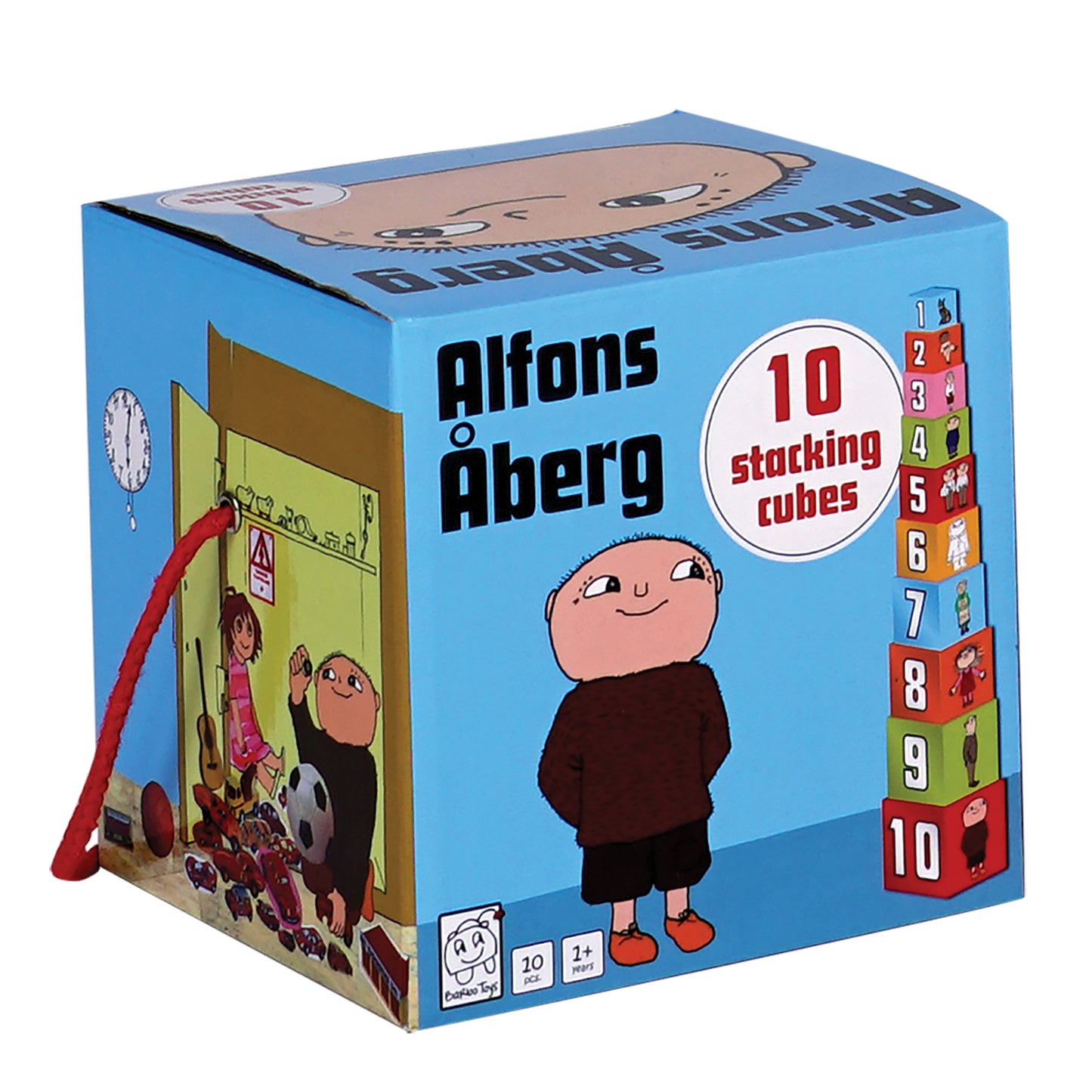 Set of 10 stacking blocks with Alfons Åberg. Suitable for children aged 1+
