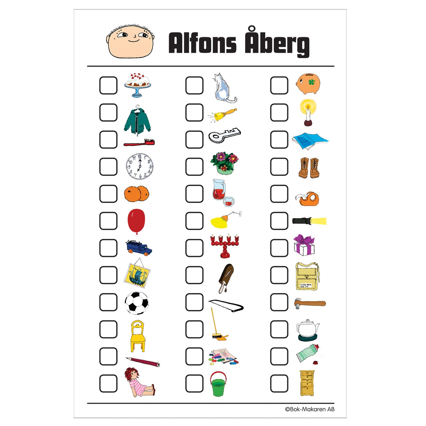 Memory game with Alfons Åberg, designed for children aged 3+ to enhance observation and memory skills