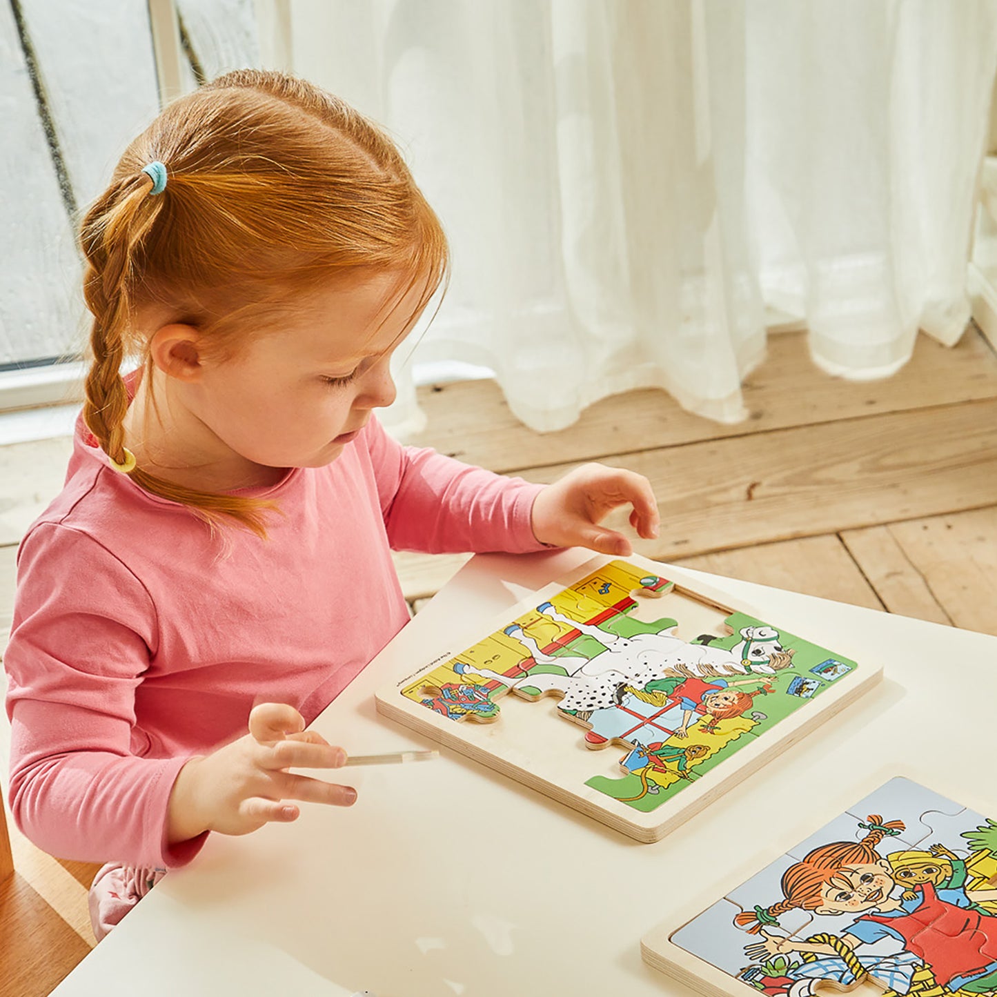 Pippi - Firkantet Træpuslespil - Hest