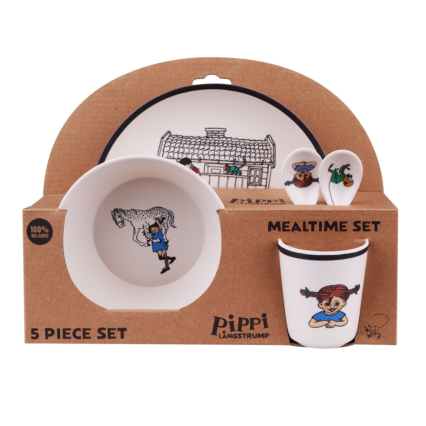 Plate, Bowl, Tumbler and 2 spoons for babies and toddlers with Pippi Långstrump