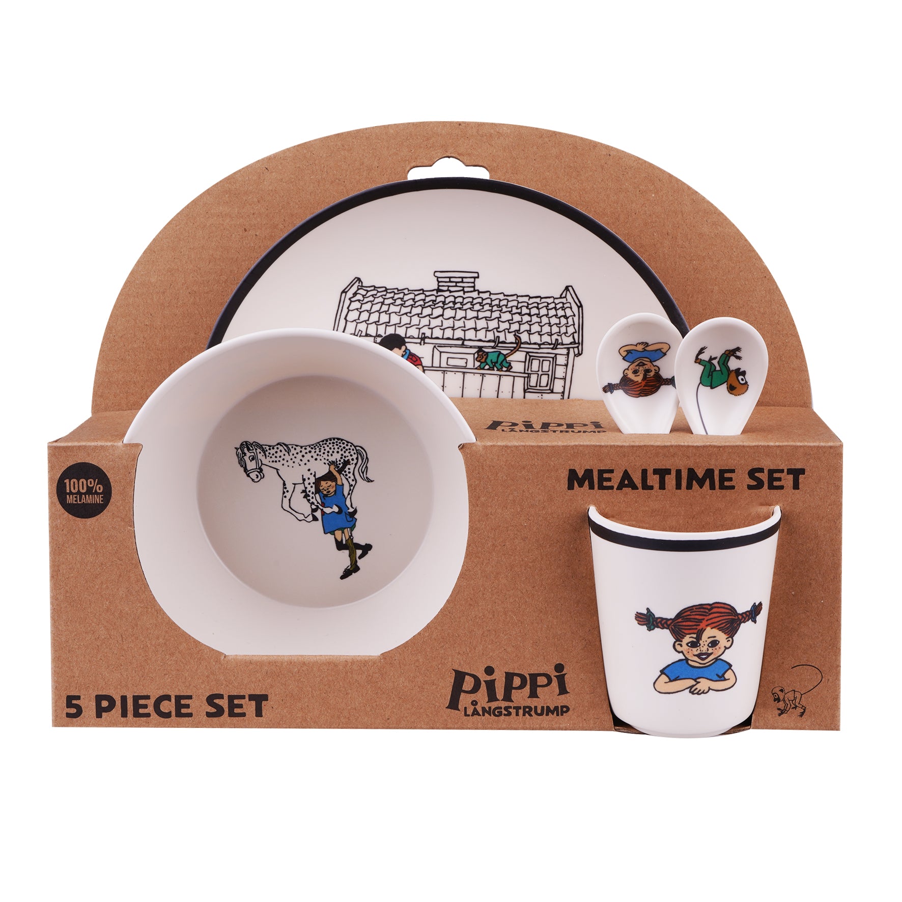 Plate, Bowl, Tumbler and 2 spoons for babies and toddlers with Pippi Långstrump
