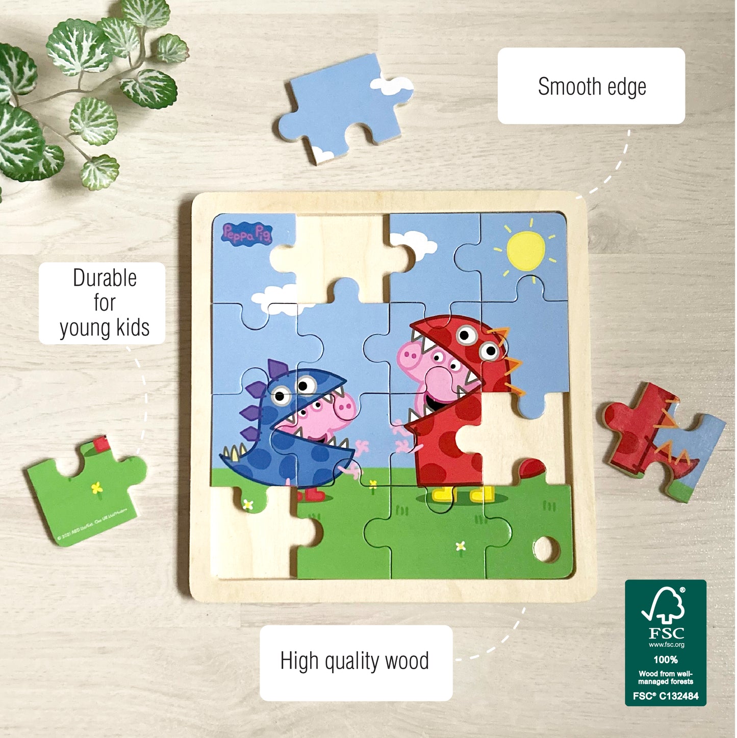 Peppa Pig - Wooden Puzzle - Dino Dress-up