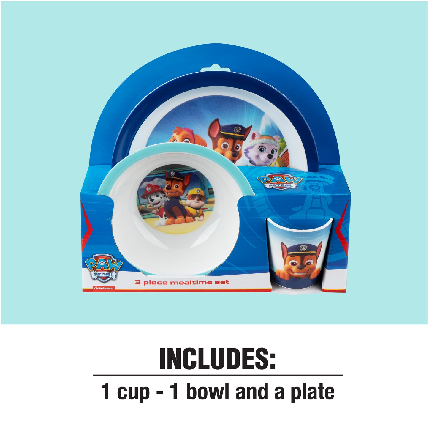 Paw Patrol - 3 styks måltidssæt - Blå