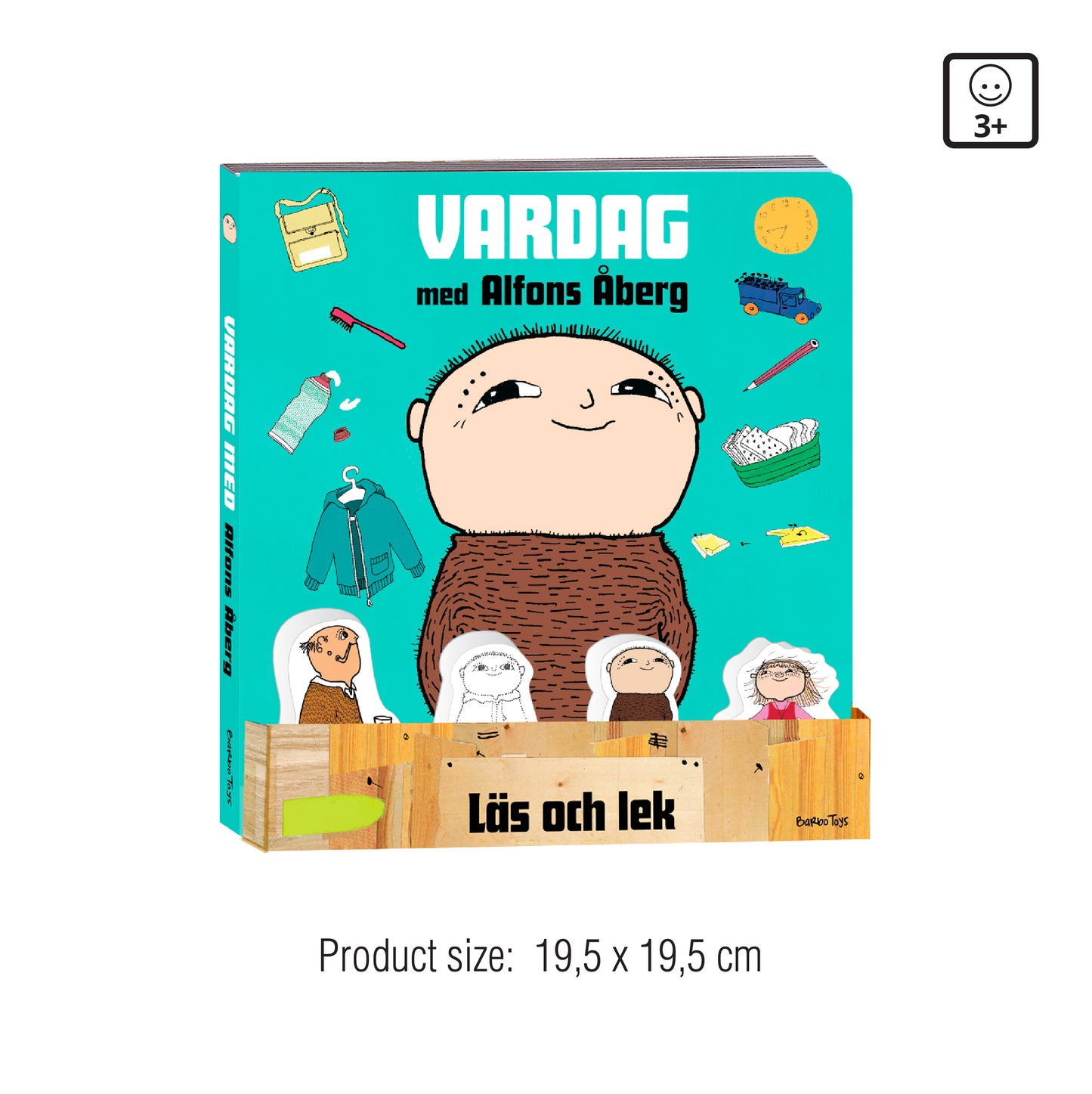 Alfons Åberg - Bog med 4 træfigurer SE