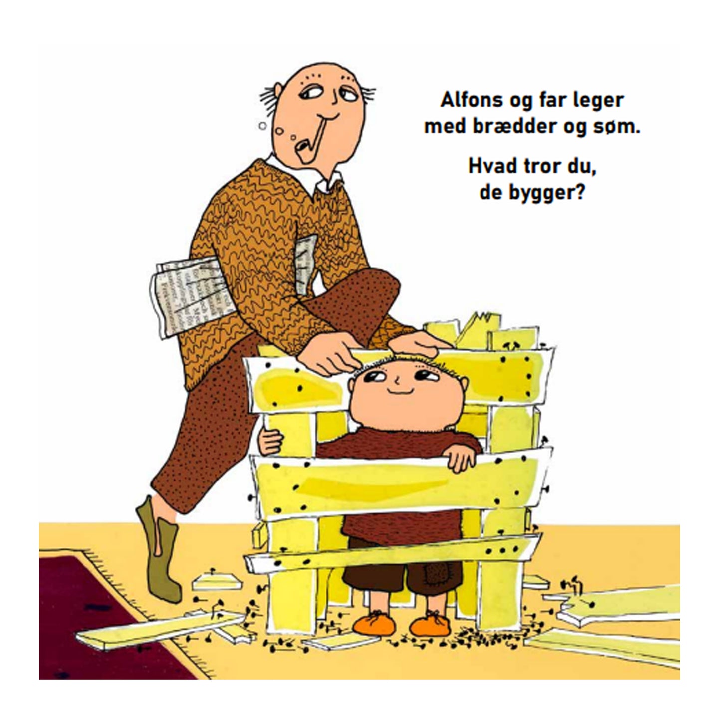 Alfons Åberg - Bog med 4 træfigurer SE