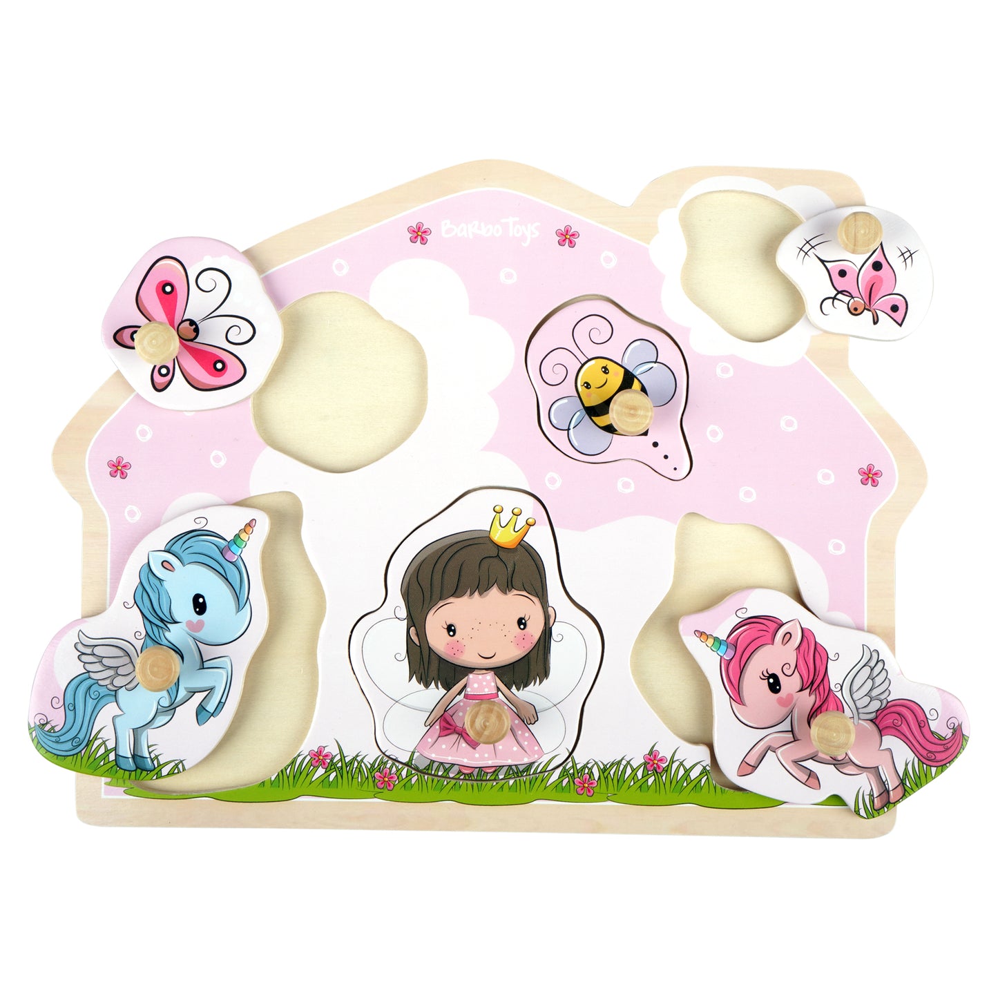 peg puzzle princess and unicorn pink color for girls