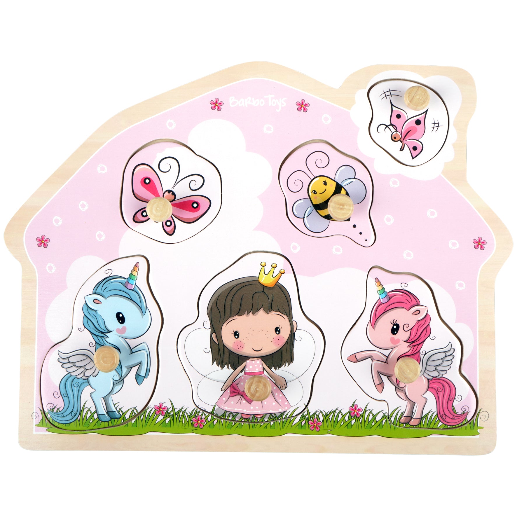 peg puzzle princess and unicorn pink color for girls