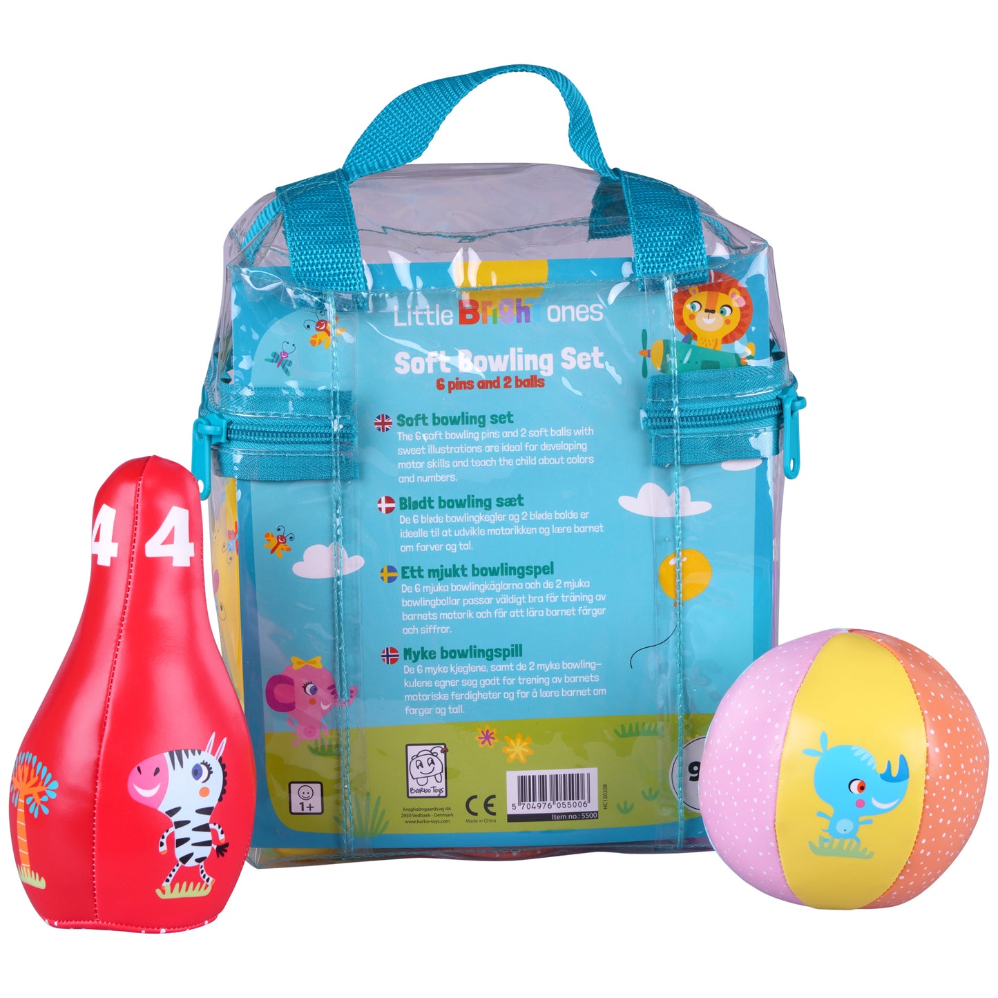 soft colorful bowling set with animal illustrations