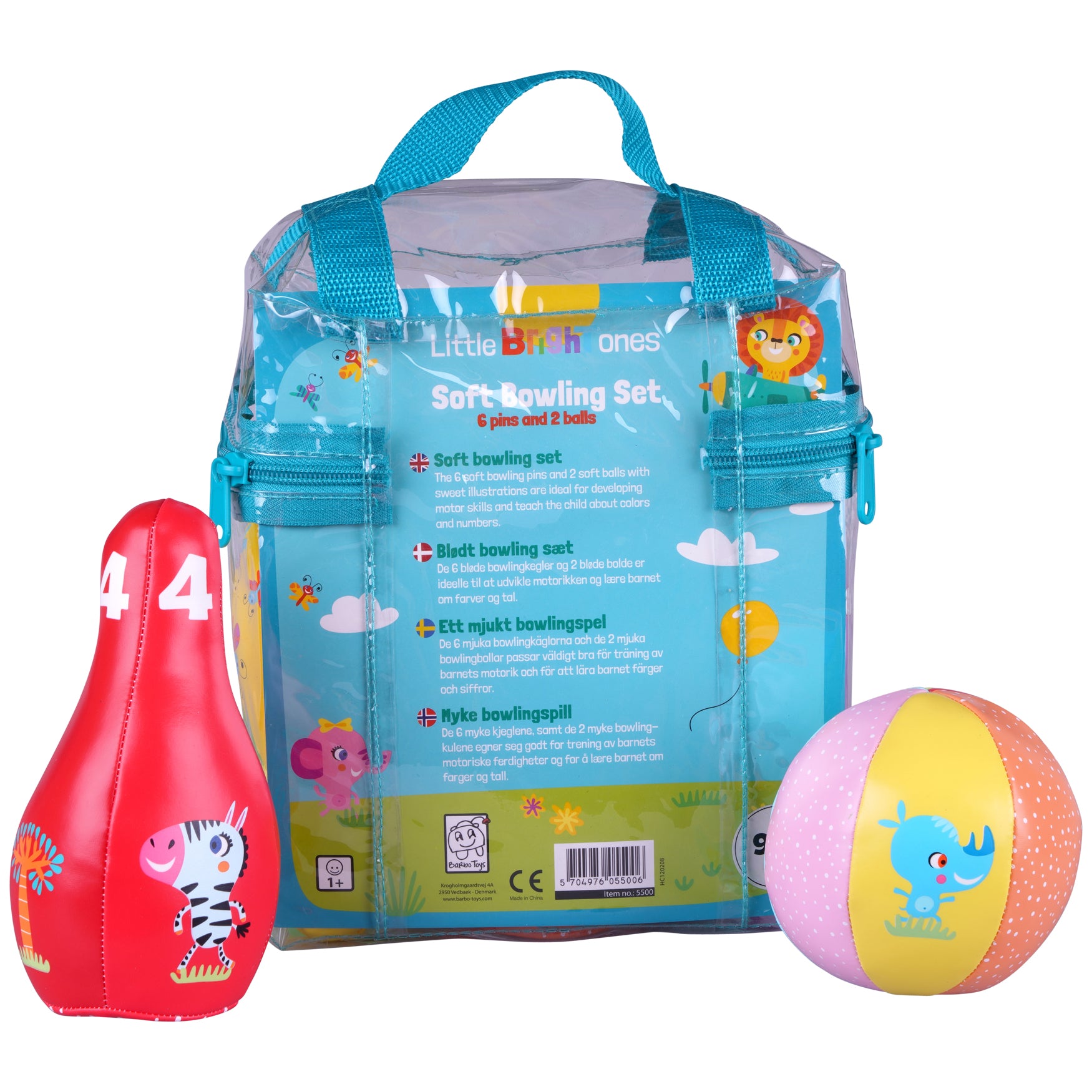 soft colorful bowling set with animal illustrations