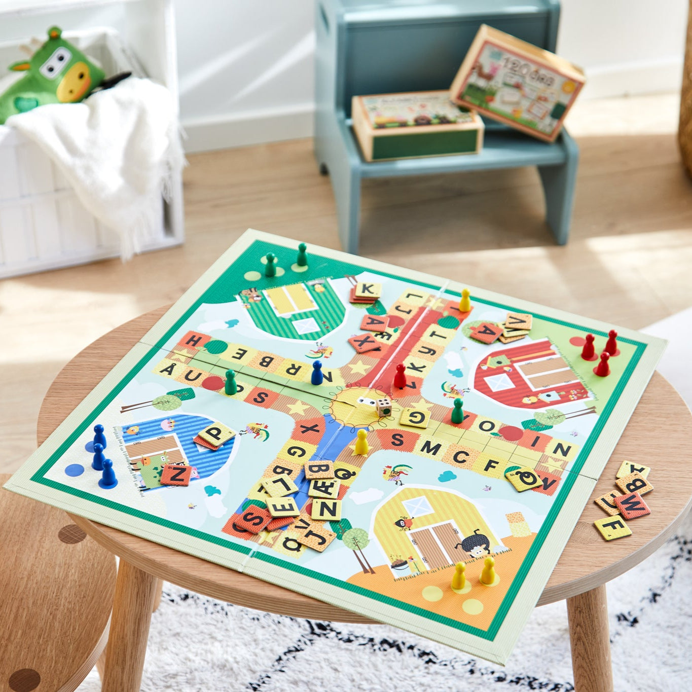 alfabet ludo board game in a kids bedroom