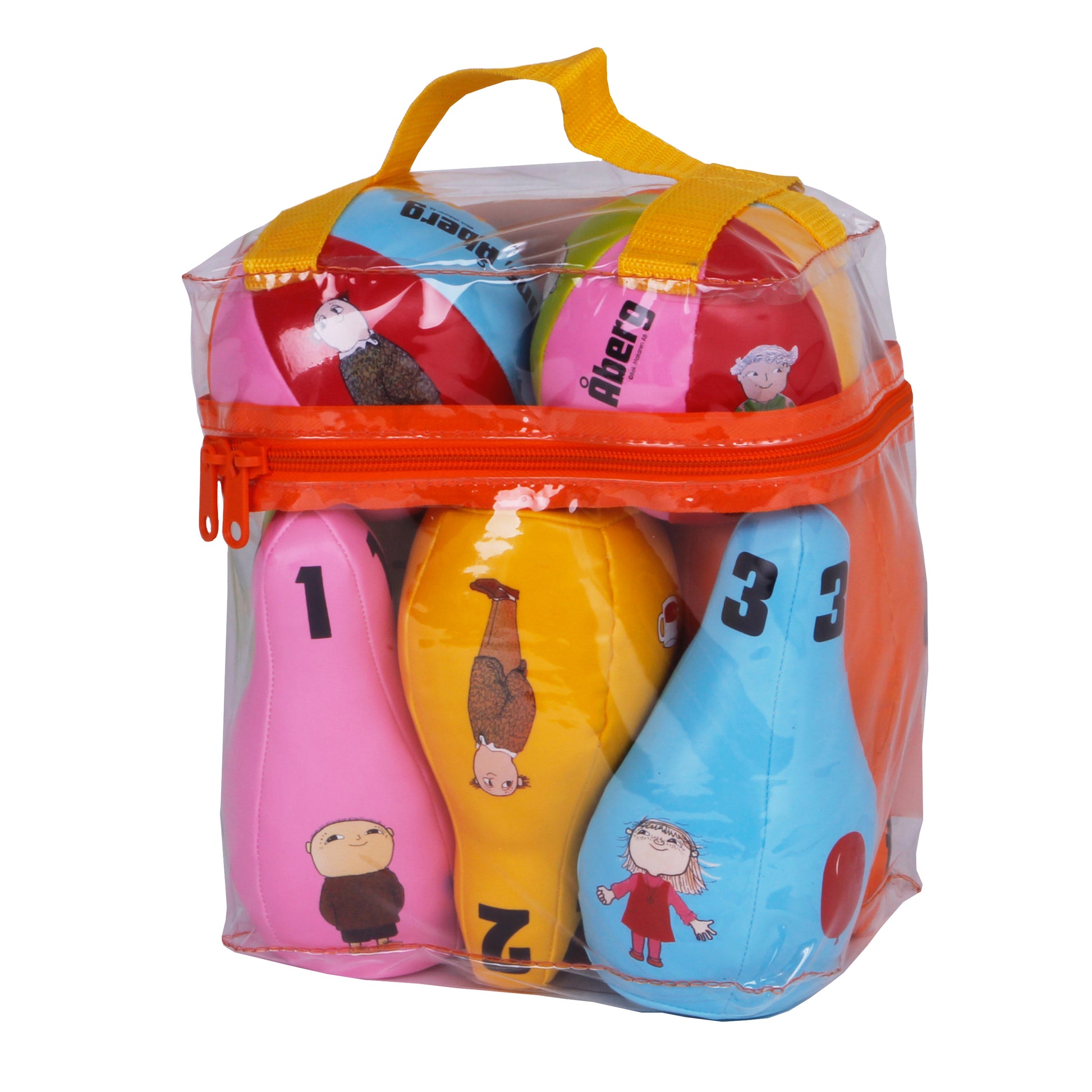 Soft bowling set with Alfons Åberg for children aged 1+.