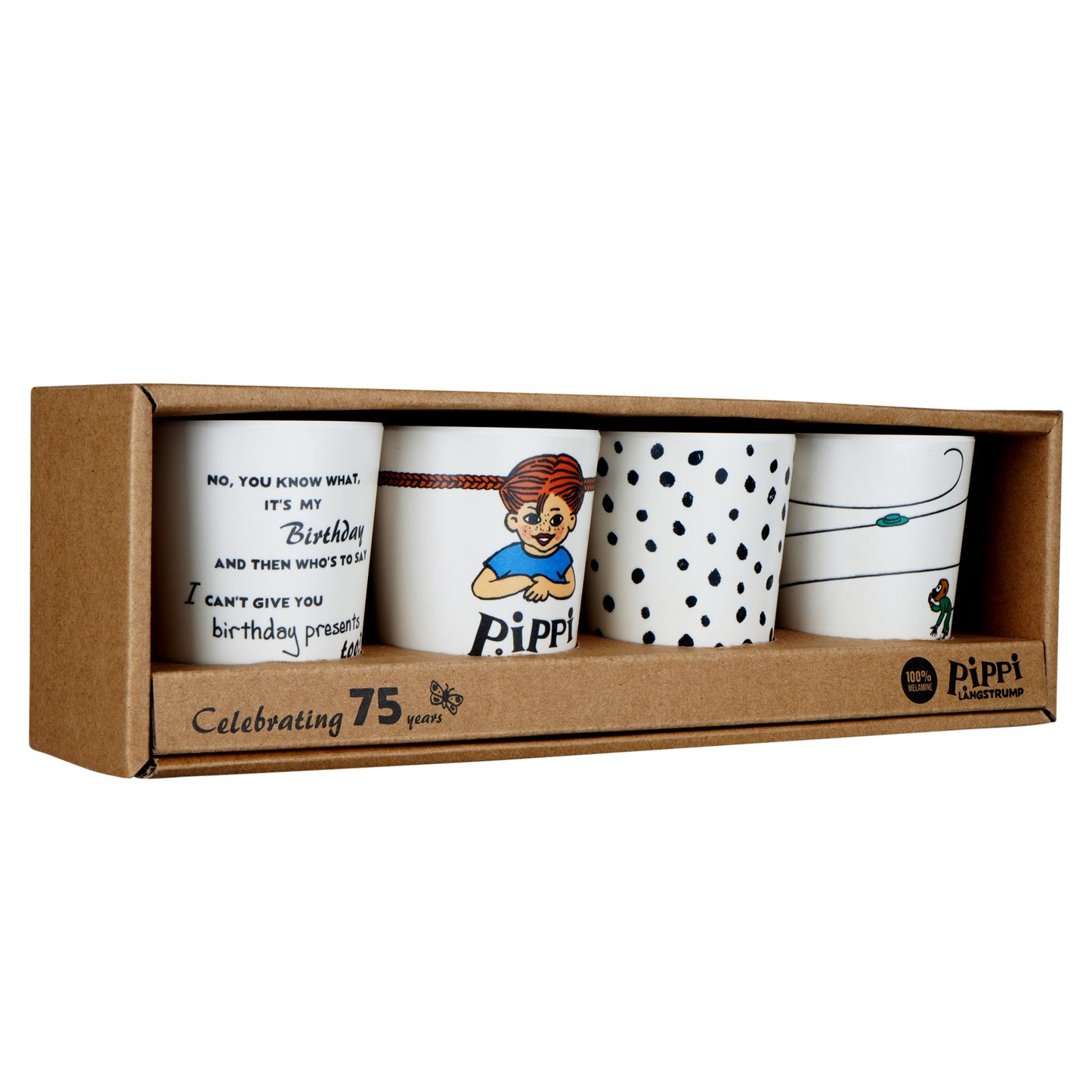 Set consisting of 4 tumblers with beautiful motifs from the Pippi Långstrumpe Universe