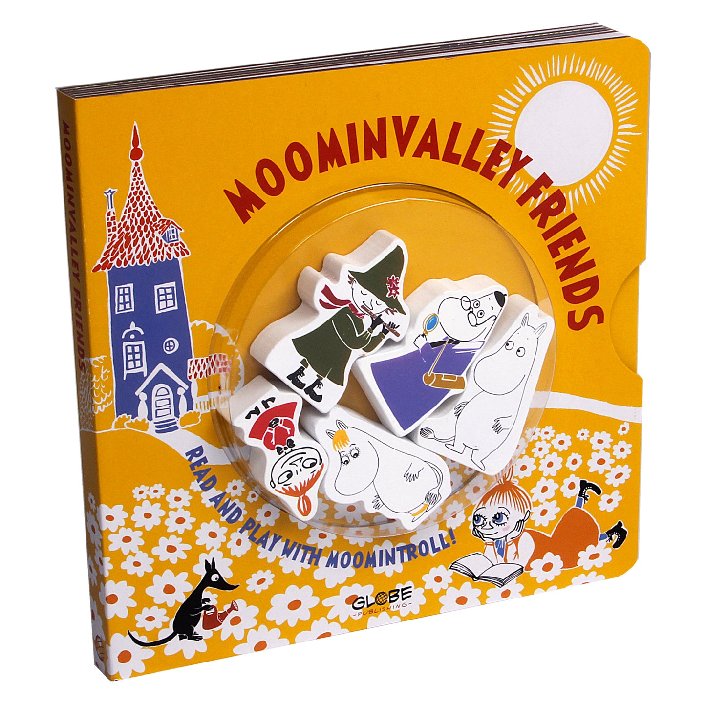 Moomin Valley friends book with wooden figures