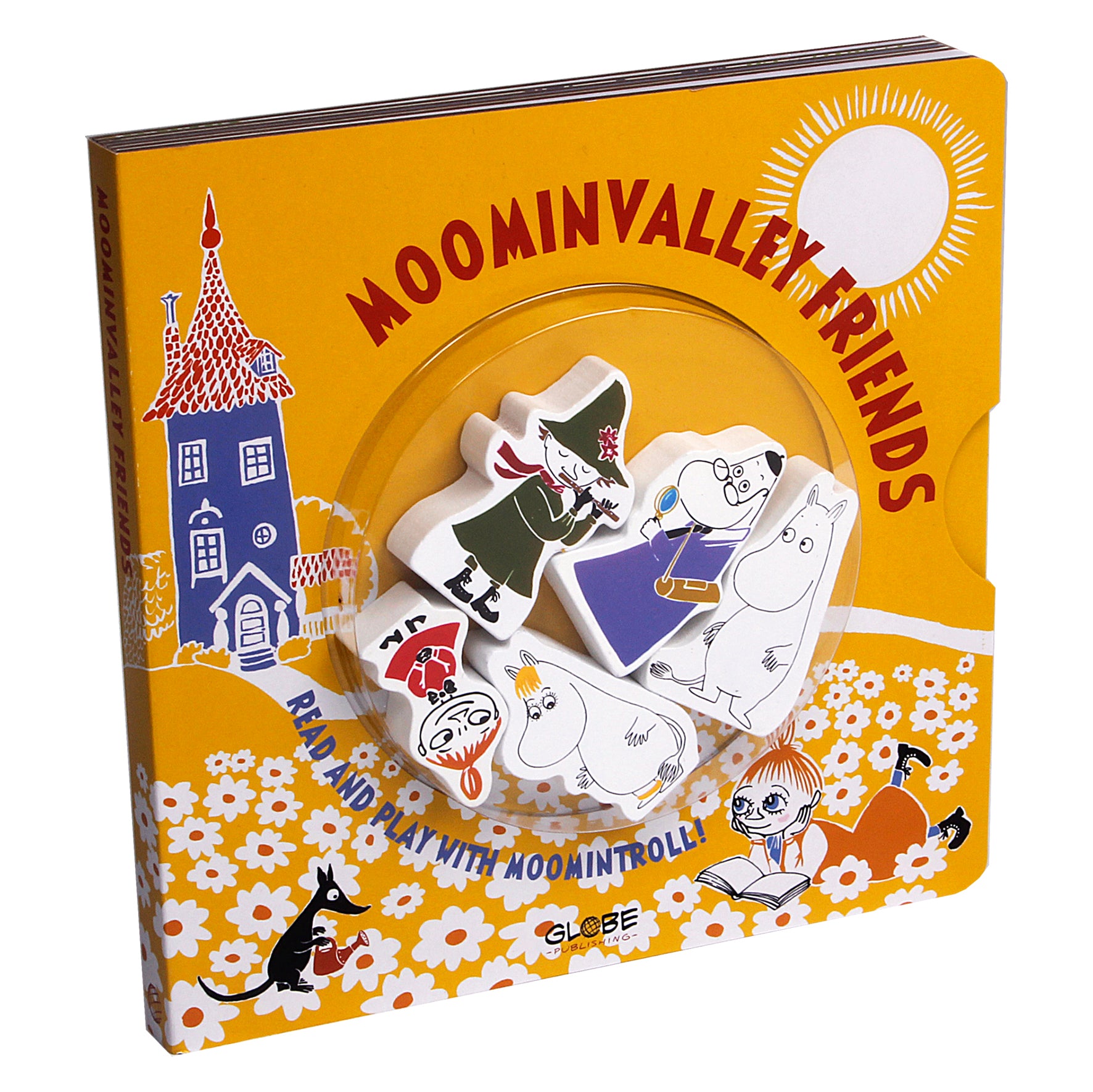 Moomin Valley friends book with wooden figures