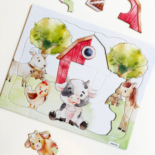 Framed Cardboard Puzzle - Farm