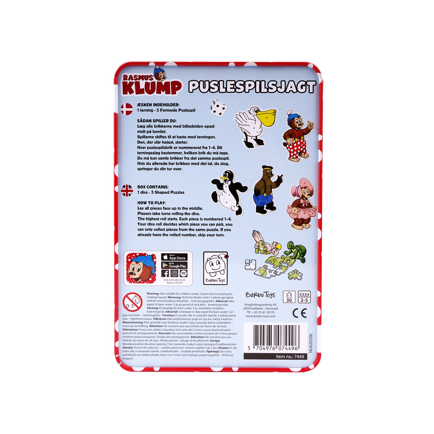 Rasmus Klump - Puslespil i Tin Æske 