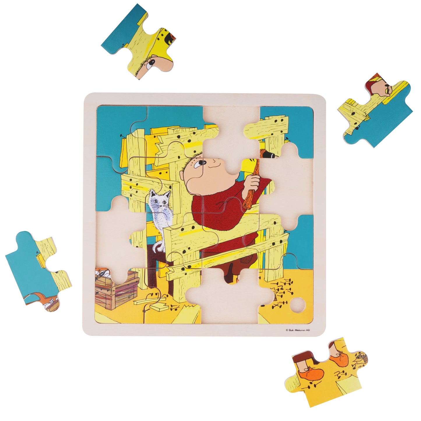 Alfons Åberg - Square Wooden Puzzle – Construction