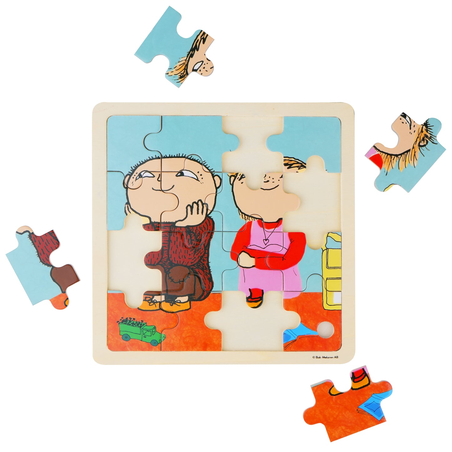 Alfons Åberg - Square Wooden Puzzle - Friends