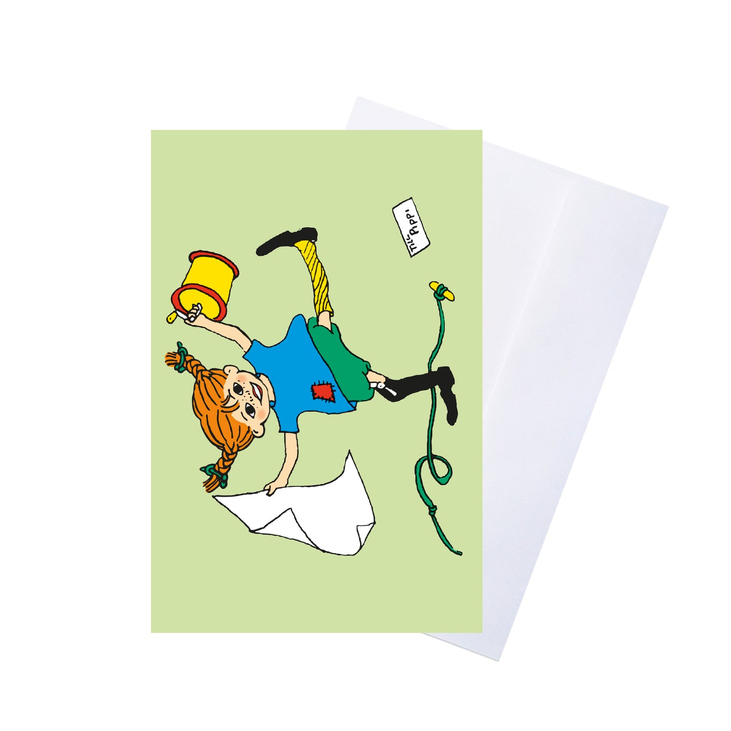 Pippi - Greeting Card with Envelope - Green