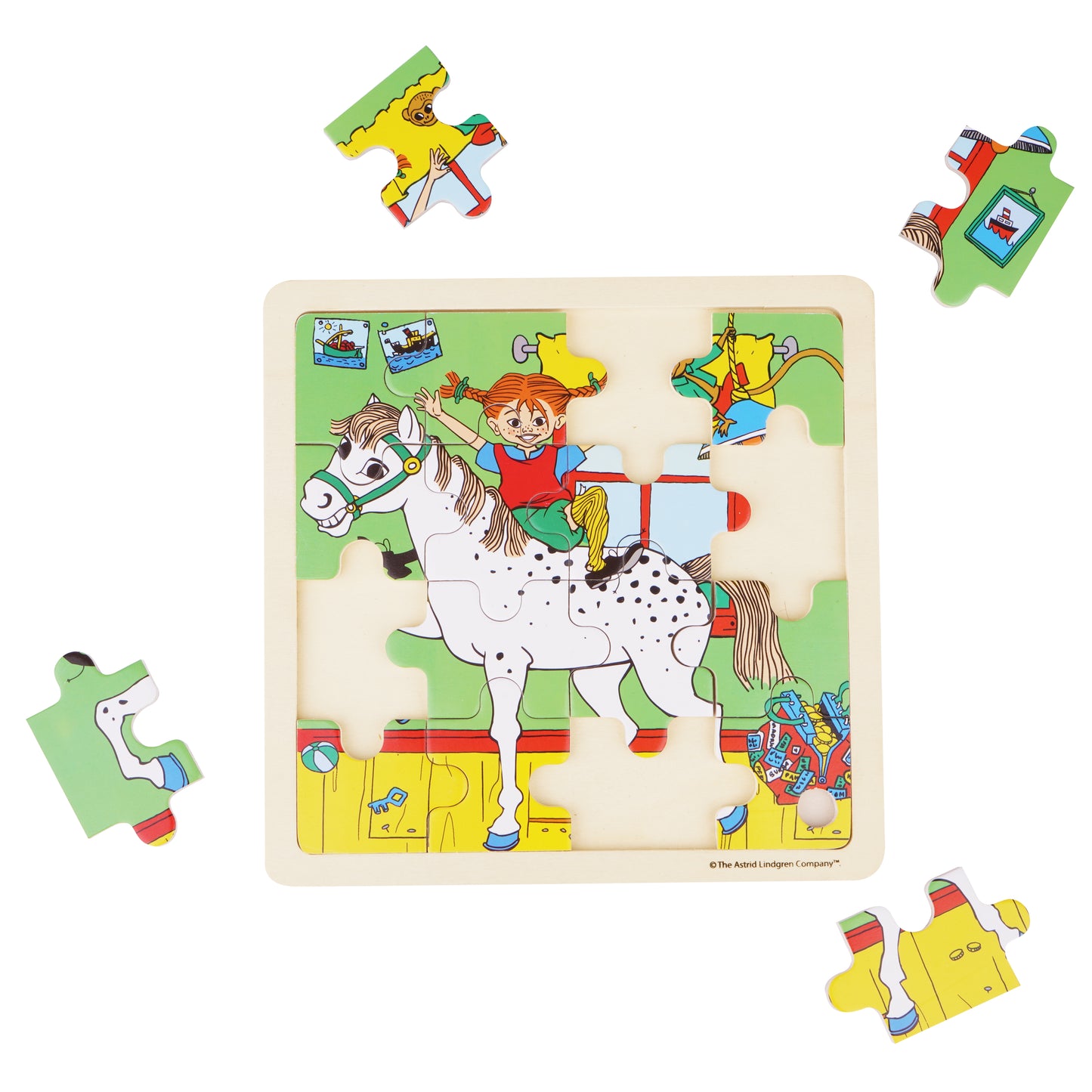 Pippi - Square Wooden Square Puzzle - Horse