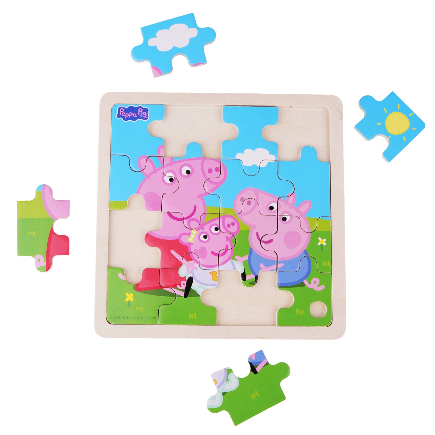 Peppa Pig - Square Wooden Puzzle - Siblings