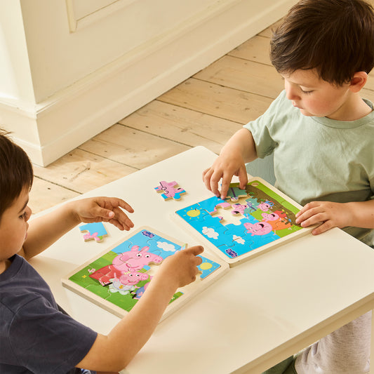 Peppa Pig - Square Wooden Puzzle - Siblings