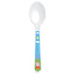 Peppa Pig children's spoon with a blue handle featuring Peppa Pig, clouds, and a sun design.