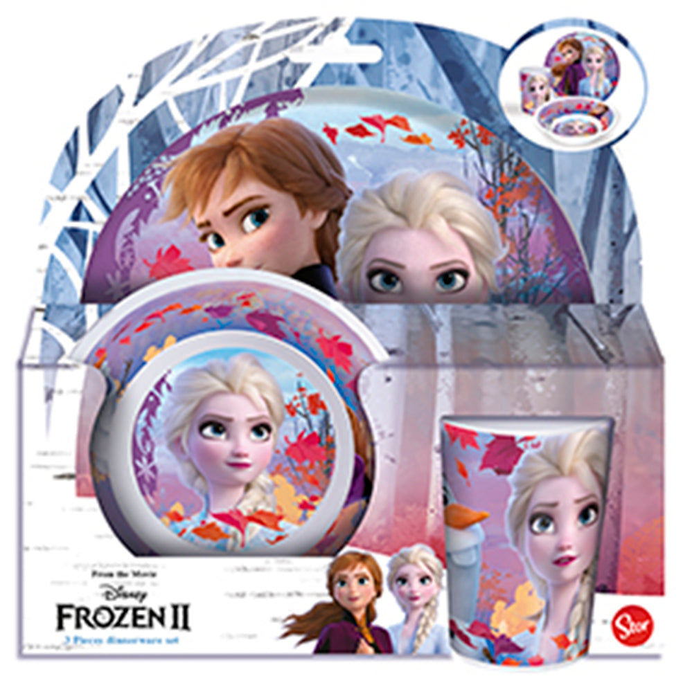 frozen mealtime set with plate bowl and tumbler