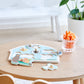 peg  wooden puzzle with soft illustrations from wood animals in a kids bedroom