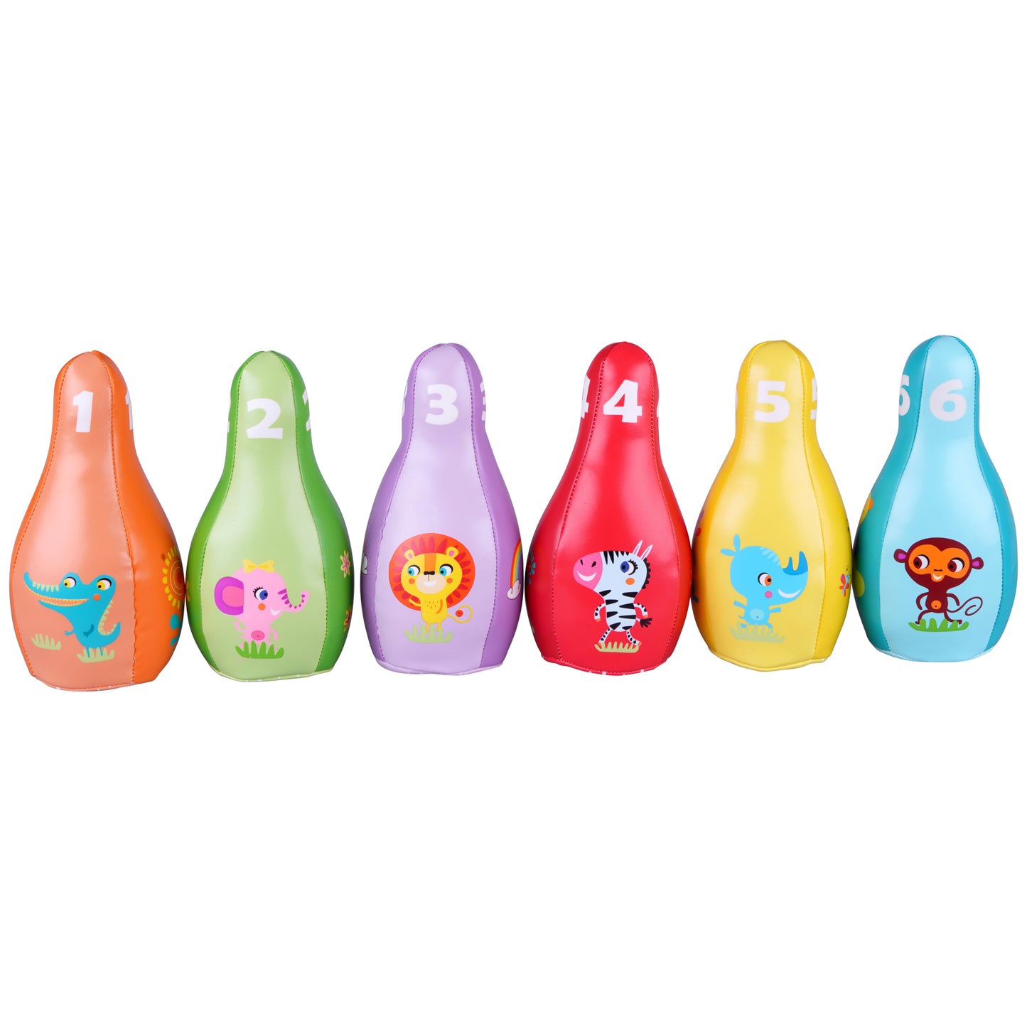 soft colorful bowling set with animal illustrations
