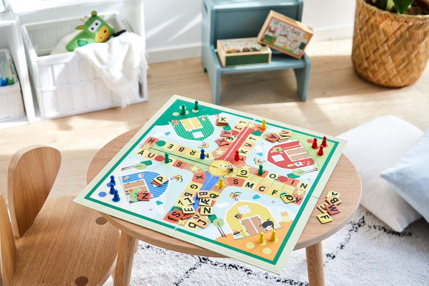 alfabet ludo board game in a kids bedroom