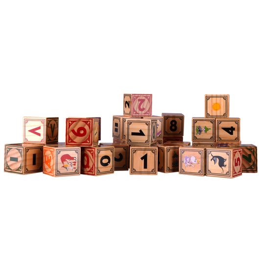moomin 32 wooden blocks with alphabet and numbers
