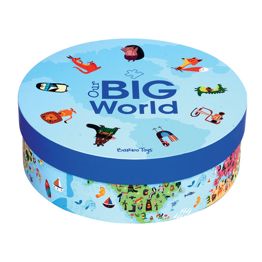 our big world puzzle game box